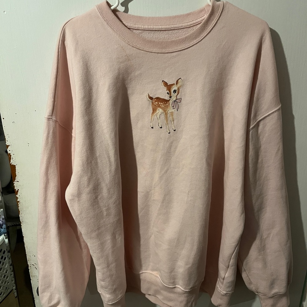 Hollister Light Pink coquette deer Sweatshirt